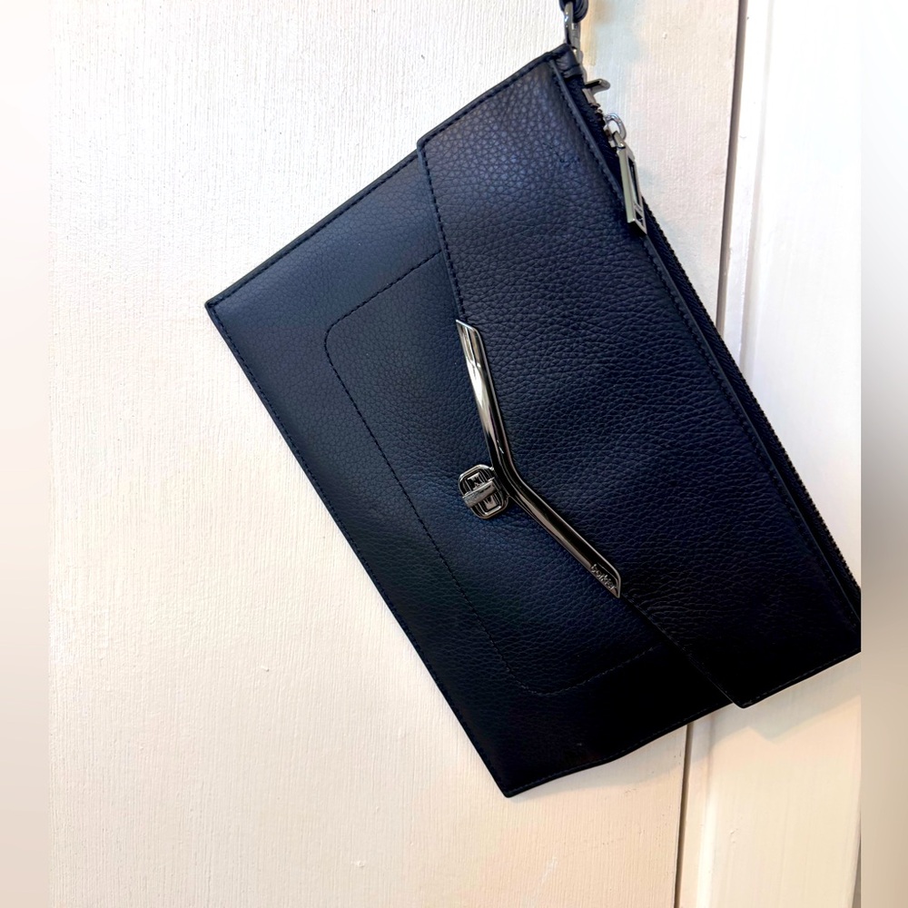 Botkier black leather wristlet
